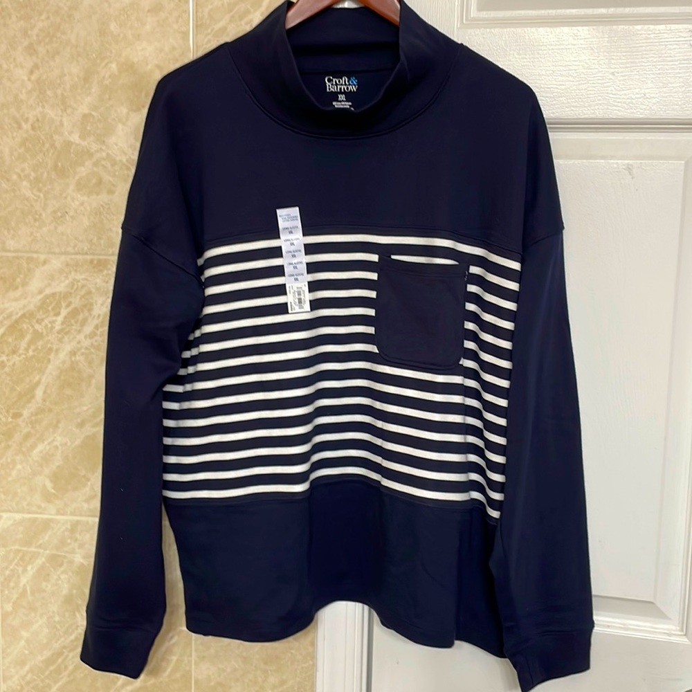 New Croft & Barrow Long Sleeve Mockneck Pocket Sweatshirt Size: XXL